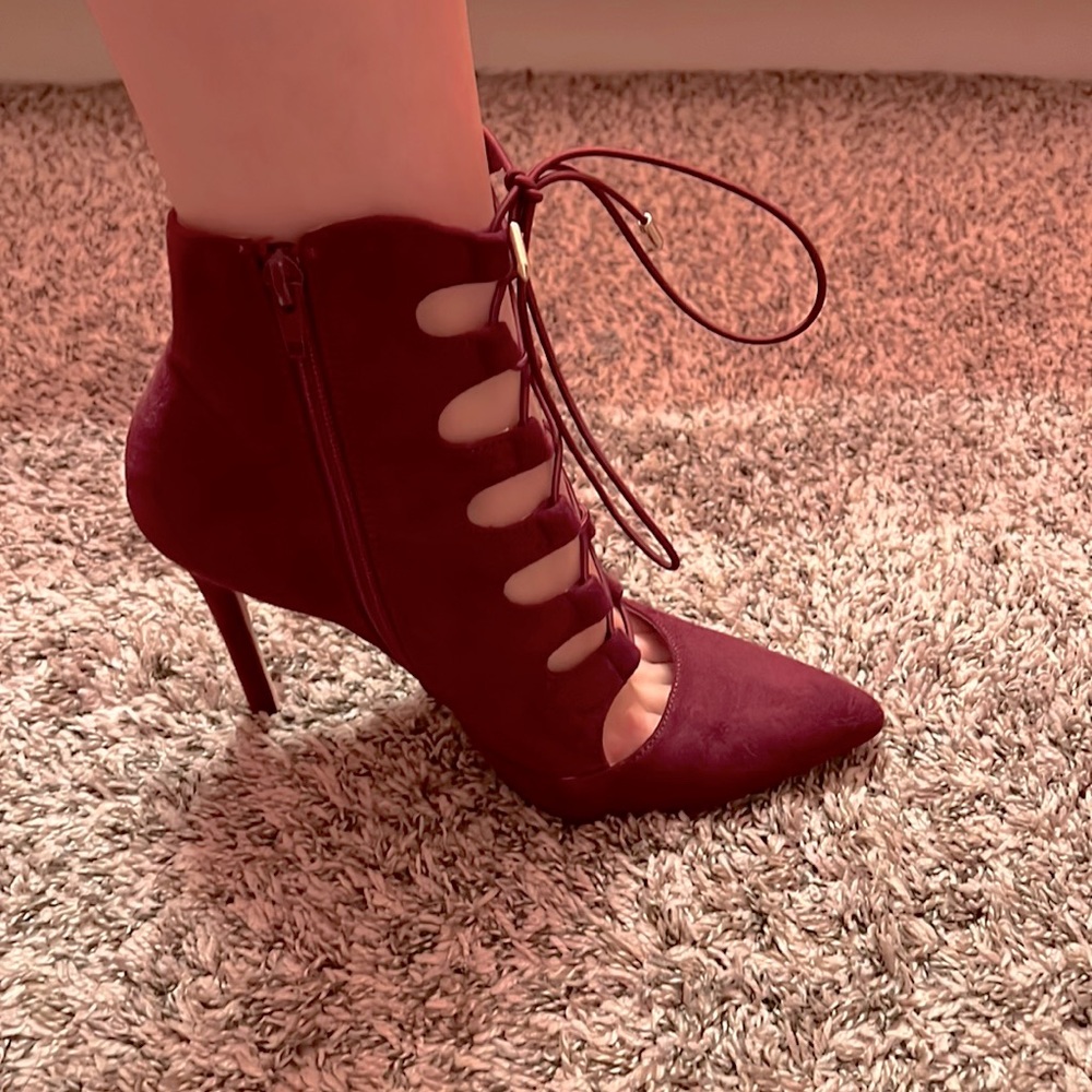 Maroon high heels